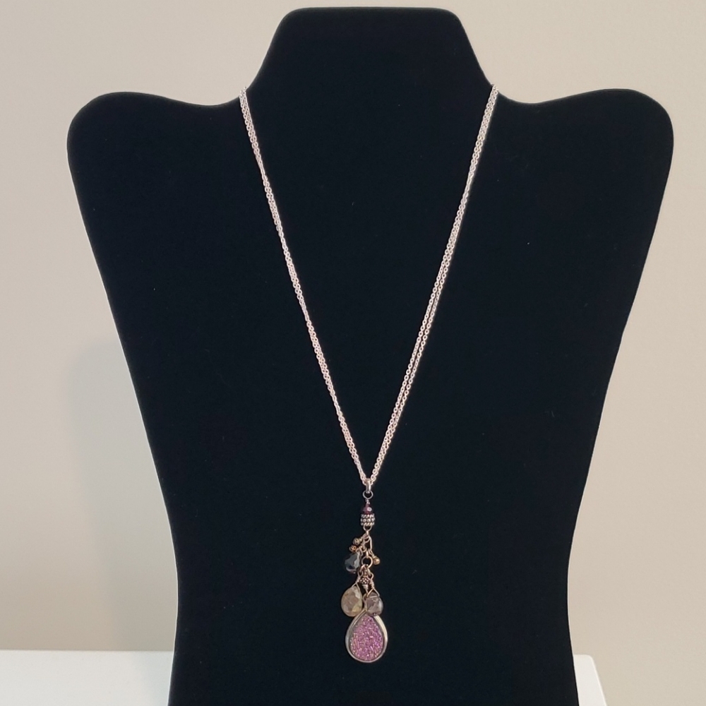 Unique Gemstone Necklace w/Sterling Silver Chain